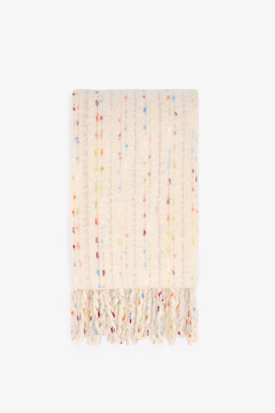 Penti Ecru Judy Glitter Striped Soft Textured Scarf