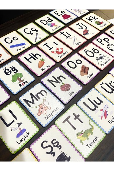 samsunlazer 29 Letter Wooden Alphabet Cards - Letter Set - Alphabet Training Set - Kindergarten Nursery Preschool Training