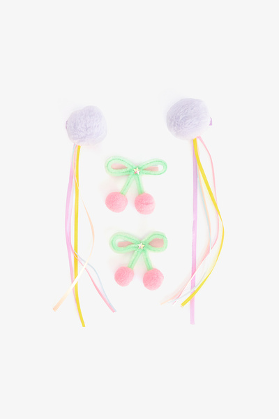 Penti Colorful Girl's Pompom 4-Piece Buckle Set