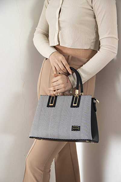 Silver Polo Negru Alb - Geantă de mână pentru femei Black SP1000