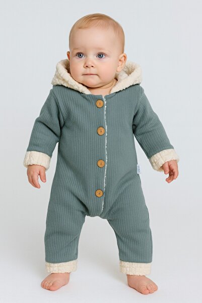 Chicsy Baby Unisex Bebek Kapüşonlu Peluş Astarlı Kışlık Tulum