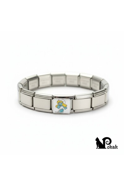 STAINLESS STEEL POKAK سوار فولاذي مرصع بحجر الشارم الإيطالي الساحر