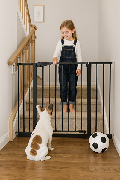 ideal STORE Πόρτα ασφαλείας για παιδιά και κατοικίδια, idealSTORE, ρυθμιζόμενο πλάτος 74-132 cm, ύψος 77 cm, μαύρο