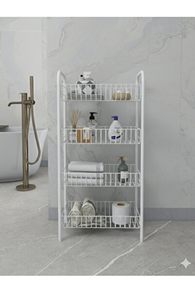Emkatex 4 Katlı Banyo Metal Raf Banyo Düzenleyici Çok Amaçlı Metal Raf (80x40...