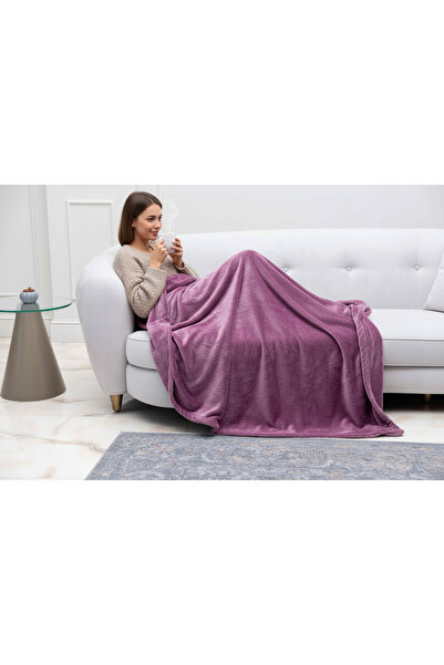 MEYHOME بطانية تلفزيون قطيفة من ويل سوفت (150x200 سم) بنفسجي