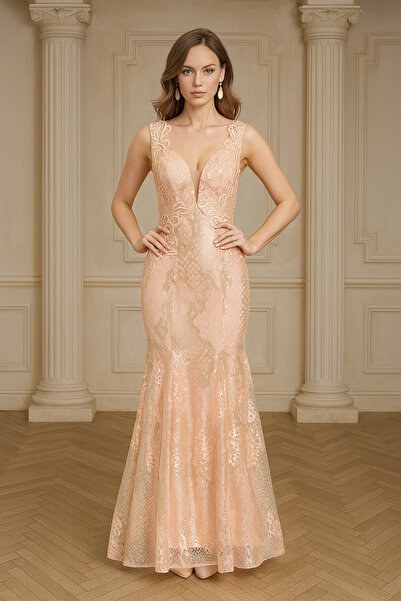 Neva Style Rochie de seara cu detaliu din dantela 7555SMN