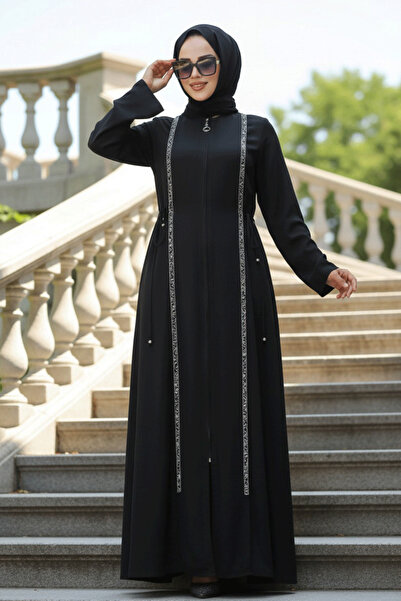 Neva Style Деталізований бісером чорний хіджаб Abaya 20008S