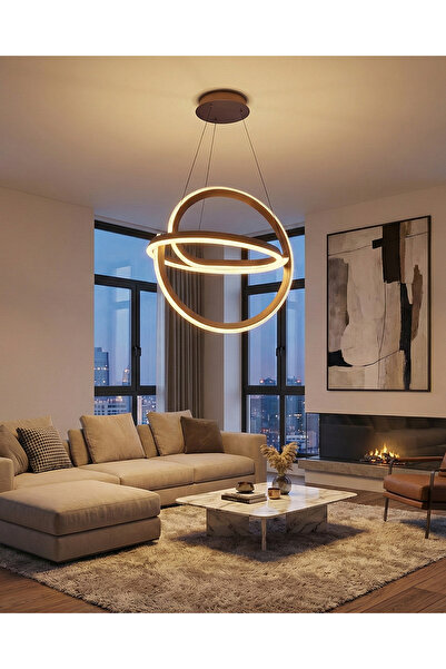 Özcan Aydınlatma 2733-2A-04 Galaksi 58cm Sarkıt (Kumandalı Sistem) KAHVE Renk