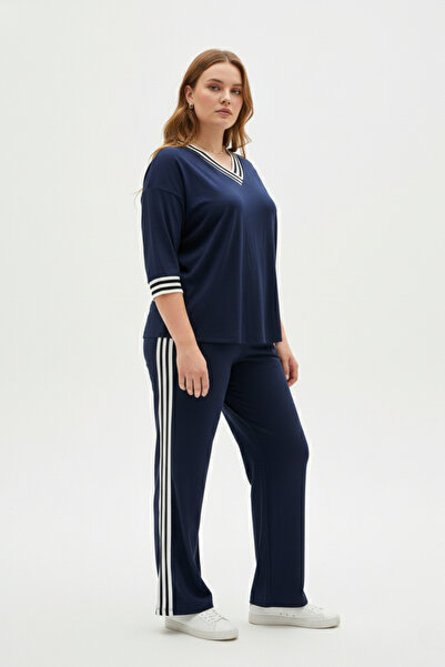 Mivoon Ριγέ κοστούμι Osho 100% Modal ύφασμα με ρίγες μαλακής υφής M-6XL