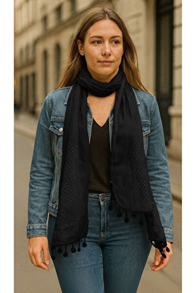 Gönülden Tasarım 190X25 Cm Eșarfă de damă cu mărgele cu buline dublu culoare,...