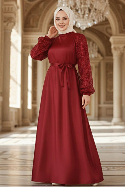 Neva Style Баллонный рукав бордовий паранджа вечірня сукня 61512BR