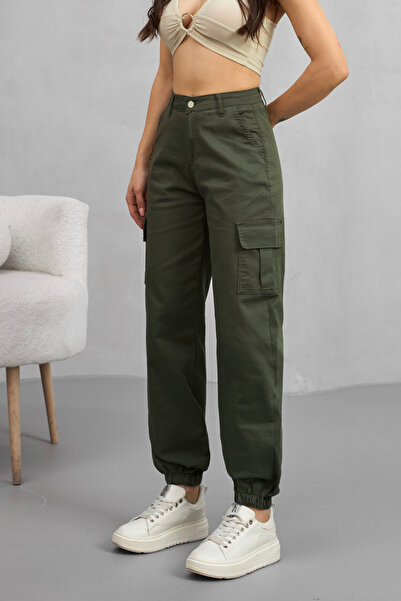 alanora Pantaloni de jogging pentru femei cu talie înaltă elastică - Buzunar cargo