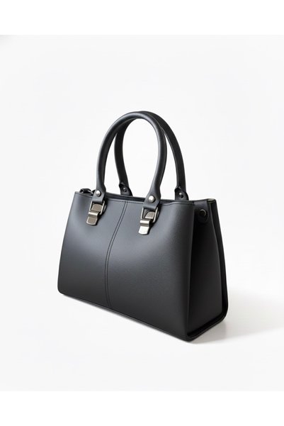Arvelia Women's Black Faux Leather Zippered 3-Compartment Adjustable Strap Hand and Shoulder Bag