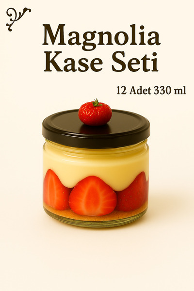 Massteelger Cam Kavanoz 330 CC Siyah Kapaklı Magnolia Bal Reçel Tatlı Kavanozu