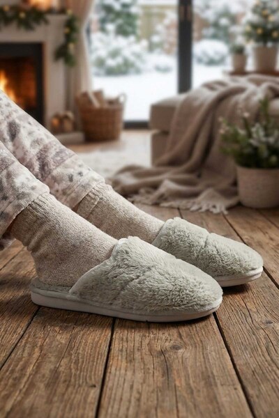 GEZER شبشب نسائي شتوي مريح للحديقة المنزلية