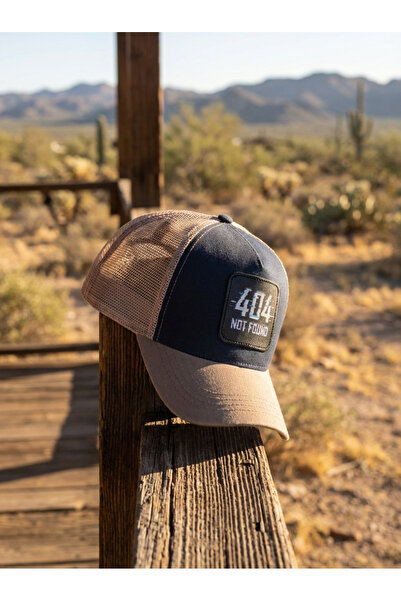 Trucker 404 Not Found Model Değiştirilebilir Armalı Fileli Şapka Kahverengi Lacivert