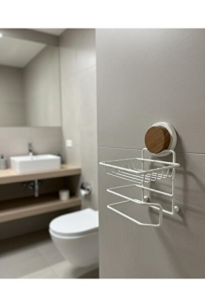 Okyanus Home حامل ورق WC منقوش باللون الأبيض من Magic Fix مع عبوات خشبية