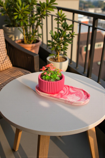 MORF Design Prisma Serisi – Renkli Mini Saksı & Tepsi Dekor Ürünü