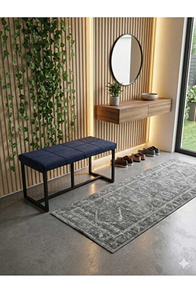 ÖZCAN METAL Siyah Metal Ayaklı Bench Puf Bank Antre Mutfak Salon Yatak Odası Puf Bank 105×40