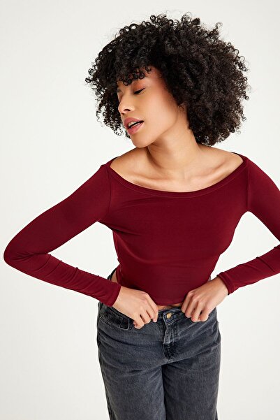 Moda Hour Mh Kayık Yaka Bordo Body