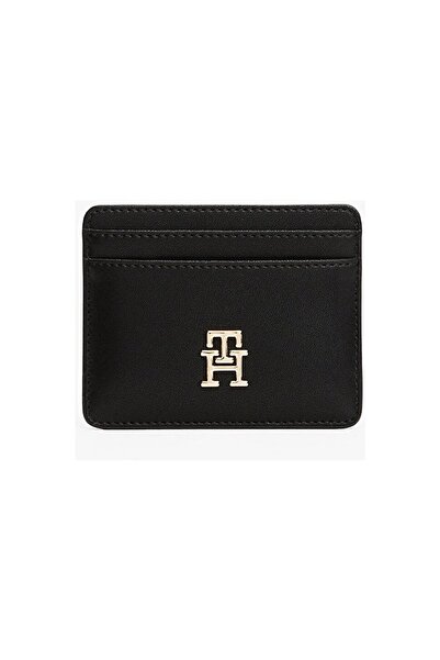 Tommy Hilfiger Th Icon Medium Zippered Monogram Cover Women's Black Wallet Aw0Aw17743Bds