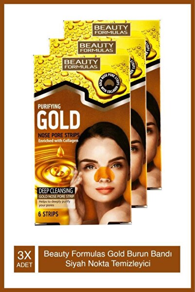 BEAUTY FORMULAS Gold Burun Bandı 6 Adet 3Lü Set