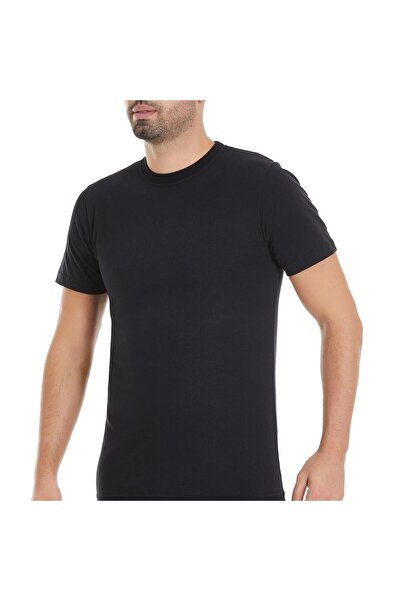 Yıldız İç Giyim Star 51 Oversize Single Jersey Doctor Collar Black Undershirt