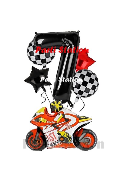 Parti Station Motosiklet Yarış Motoru Konsept 7 Yaş Balon Set Motosiklet Doğu...