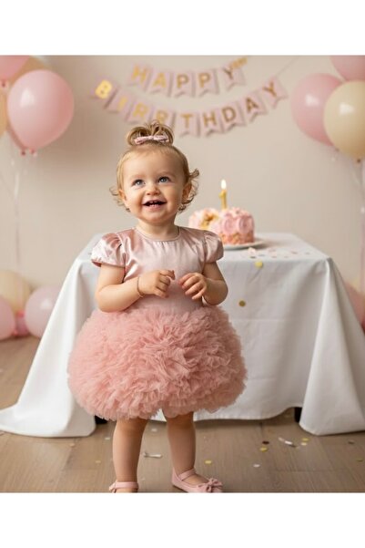 Serackids Kız Bebek Çocuk Kısa Kollu Tüllü Tütü Özel Gün Parti Doğum Günü Pre...