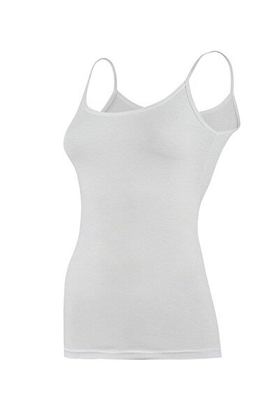 YILDIZ 2170 قميص داخلي نسائي أبيض بحزام قماش قابل للتمدد خيط