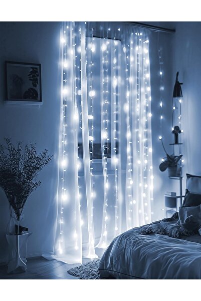 Brokoli Home 8 Fonksiyonlu 16 Saçaklı Animasyonlu Perde LED Işık Kalın Telli ...