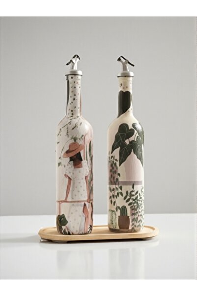 Mes Reves طقم وعاء صلصة زيت أسود بنمط الصبار للنساء - ديكور للمنزل والمطبخ