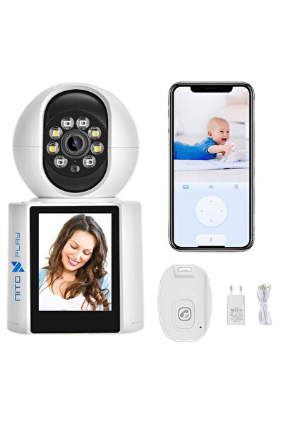 NITOPLAY Camera Supraveghere Copii Baby Monitor Nitoplay® Smart, Wifi, 3MP 2K, Ecran 2.8", 360°