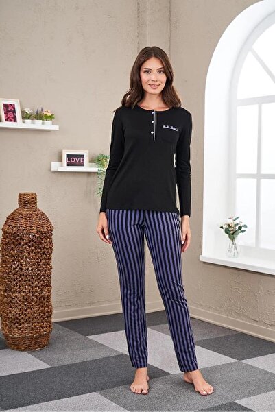 PJS 23542 Women's Patchwork Striped Pajama Set