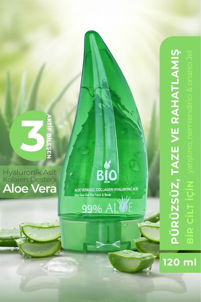 Bio Asia Aloe Vera Jel 120 ml – Cildi Yatıştırıcı, Nemlendirici & Onarıcı Jel Formül