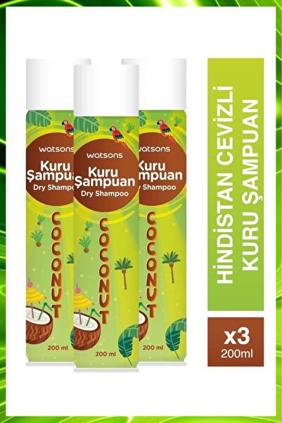 Watsons Hindistan Ceviz Aromalı Kuru Şampuan 200 Ml 3 Adet