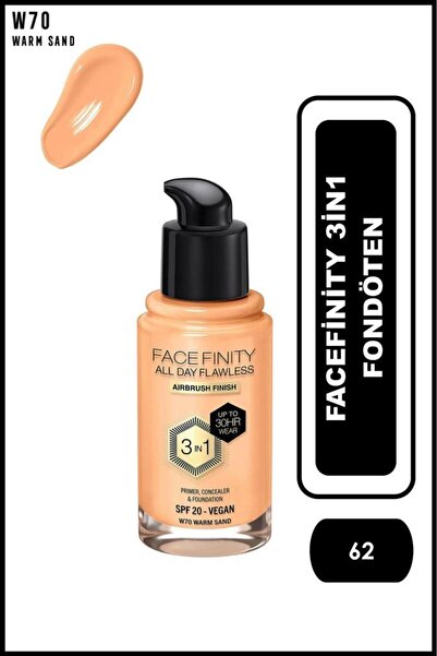 Max Factor Facefinity 3İn1 Fondöten No: 62 Warm Beige