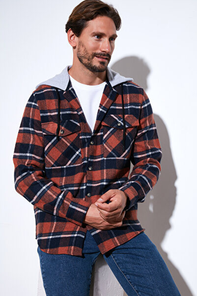 Buratti Ekoseli Çift Cepli Kapüşonlu Oduncu Gömlek Erkek GÖMLEK CF22W2650