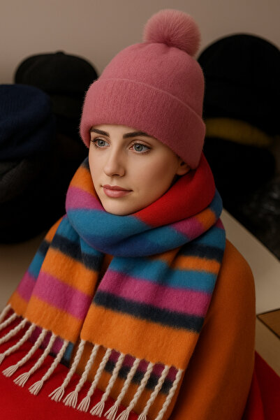 kuru Set de iarnă Super Double – Combinație de beretă și eșarfă pentru femei