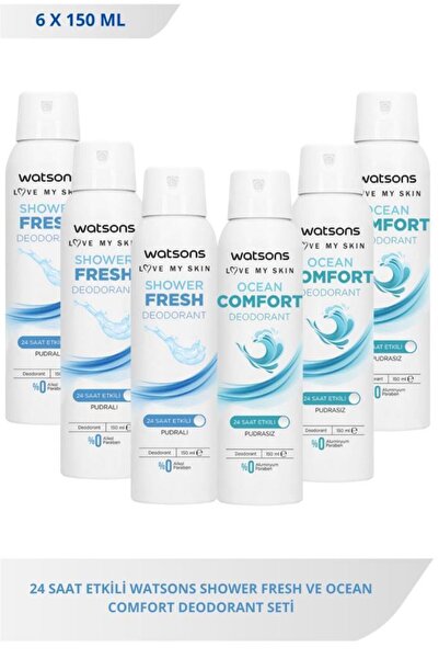 Watsons Shower Fresh 150 Ml X3 Ve Ocean Comfort 150 Ml X3 Deodorant Seti