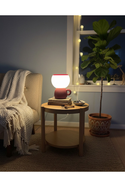 Elana Design Mono Abajur - Bohem Tarzı Abajur ve Gece Lambası - Bordo