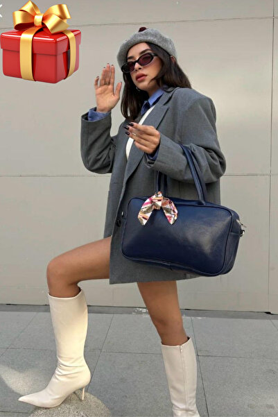 GAMZELİRENKLERİM حقيبة يد وكتف نسائية طراز قديم من الجلد الصناعي مع وشاح