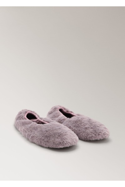 MANGO Woman Kürk görünümlü babet ayakkabı