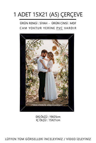 YEDİART 1 Adet 15x21 Çerçeve - Mdf Çerçeve - Fotoğraf Çerçevesi - A5 Pvc'li Ç...
