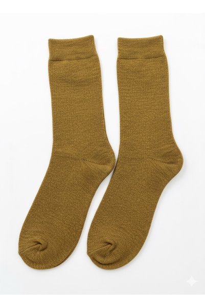 Pierre Lines 3 Pairs of Men's Thick Terry Socks in Mustard Color