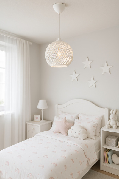 zorbey enet aydınlatma bella hasır sarkıt KREM yumak BEYAZ askılı tekli avize