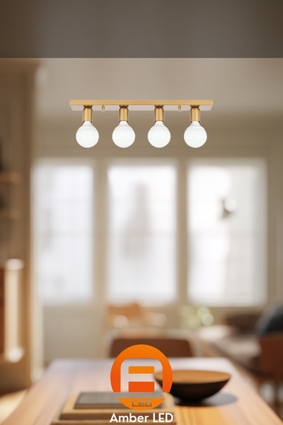 AmberLED Şık Metal Gövdeli 4'Lü Plafönyer Mutfak ve Salon İçin E27 Uyumlu