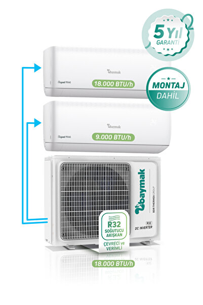Baymak ELEGANT PRIME MULTİ KLİMA 18 DIŞ / 9+18 İÇ ( Montaj Dahil )