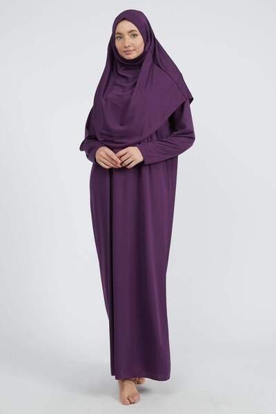 incim tesettür namaz elbisesi mürdüm