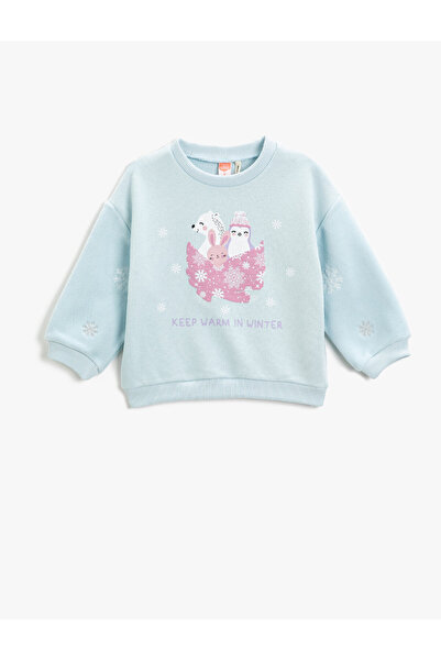 Koton Hanorac din bumbac cu guler rotund - cu imprimeu